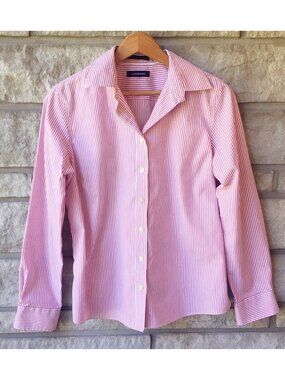 The Pinpoint Oxford from Land's End - Red & White Pinstripe